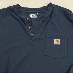 Carhartt Men's Navy Henley Long Sleeve Shirt